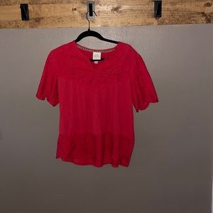 Knox Rose Red eyelet lace top